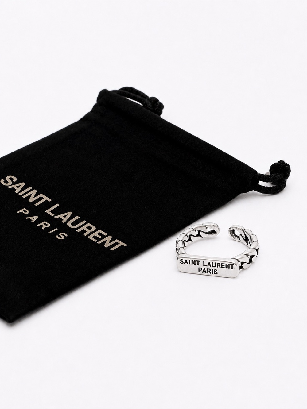 Vintage Saint Laurent Paris Silver Single Chain Ring - Unisex